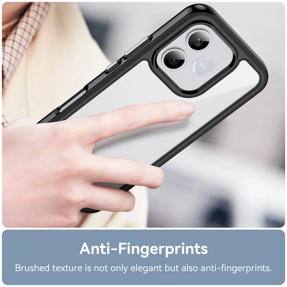 WANLONFENG For Honor 600 Lite 5G Phone Case XC Series TPU Acrylic Cover with Tempered Glass (Big Lens Hole) - Black - 6