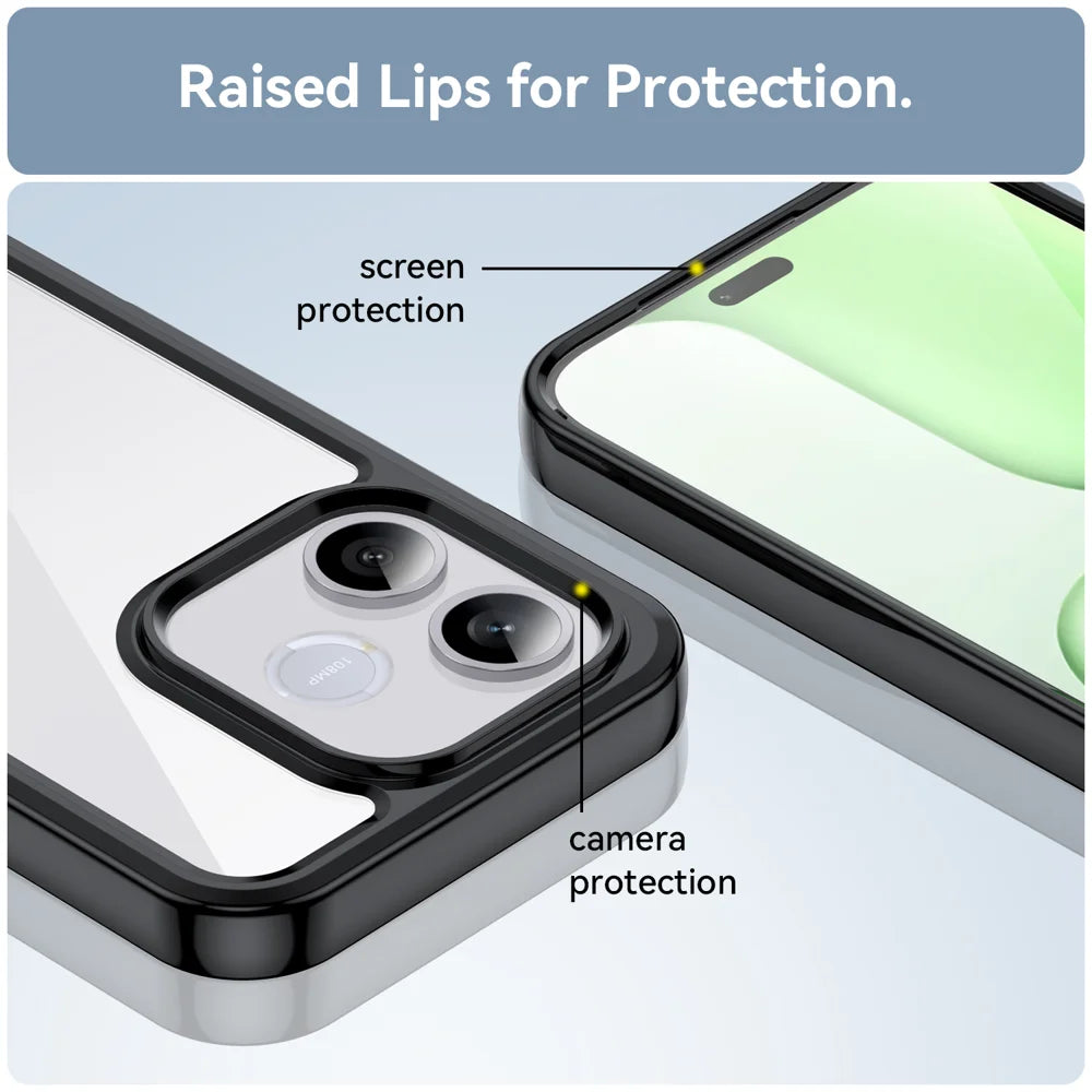 WANLONFENG For Honor 600 Lite 5G Phone Case XC Series TPU Acrylic Cover with Tempered Glass (Big Lens Hole) - Black - 7