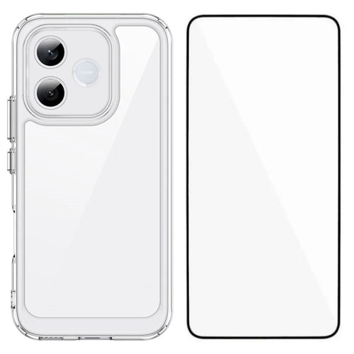 WANLONFENG For Honor 600 Lite 5G Case MF Series TPU Acrylic Clear Phone Cover with Tempered Glass Film - Transparent - 1