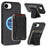 For iPhone 16e  /  17e Magnetic Case with Detachable Card Holder Kickstand TPU + PU Back Cover Compatible with MagSafe - Black - 1