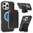 For iPhone 16 Pro Magnetic Case with Detachable Card Holder Kickstand TPU + PU Back Cover Compatible with MagSafe - Black - 1