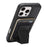 For iPhone 16 Pro Magnetic Case with Detachable Card Holder Kickstand TPU + PU Back Cover Compatible with MagSafe - Black - 2