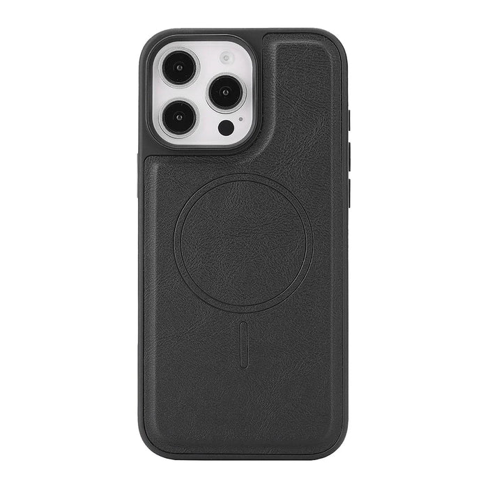 For iPhone 16 Pro Magnetic Case with Detachable Card Holder Kickstand TPU + PU Back Cover Compatible with MagSafe - Black - 5