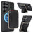 For Samsung Galaxy S26 Ultra Magnetic Case with Detachable Card Holder Kickstand TPU + PU Back Cover Compatible with MagSafe - Black - 1
