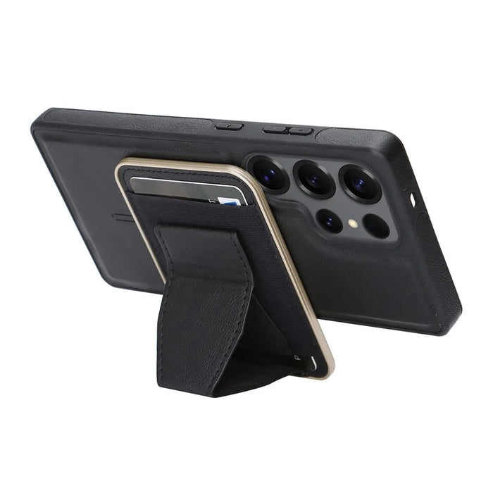 For Samsung Galaxy S26 Ultra Magnetic Case with Detachable Card Holder Kickstand TPU + PU Back Cover Compatible with MagSafe - Black - 4