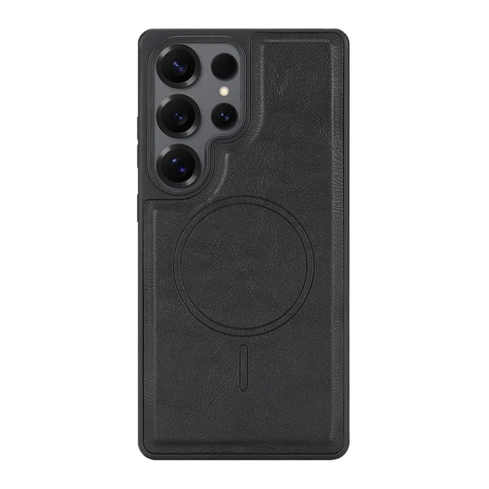 For Samsung Galaxy S26 Ultra Magnetic Case with Detachable Card Holder Kickstand TPU + PU Back Cover Compatible with MagSafe - Black - 5