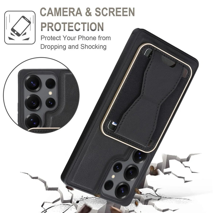 For Samsung Galaxy S26 Ultra Magnetic Case with Detachable Card Holder Kickstand TPU + PU Back Cover Compatible with MagSafe - Black - 7