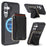 For Samsung Galaxy S26 Magnetic Case with Detachable Card Holder Kickstand TPU + PU Back Cover Compatible with MagSafe - Black - 1