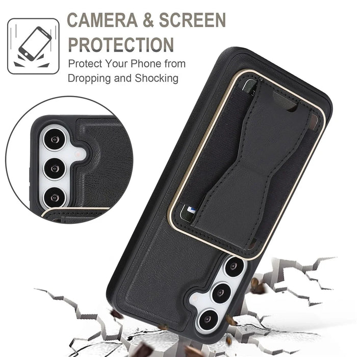 For Samsung Galaxy S26 Magnetic Case with Detachable Card Holder Kickstand TPU + PU Back Cover Compatible with MagSafe - Black - 7