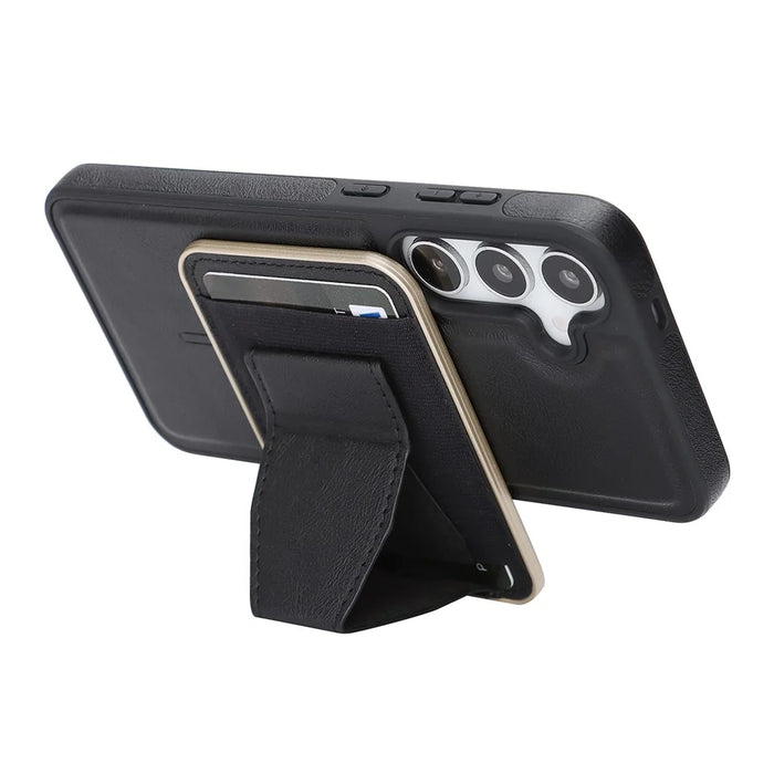 For Samsung Galaxy S26+ Magnetic Case with Detachable Card Holder Kickstand TPU + PU Back Cover Compatible with MagSafe - Black - 4