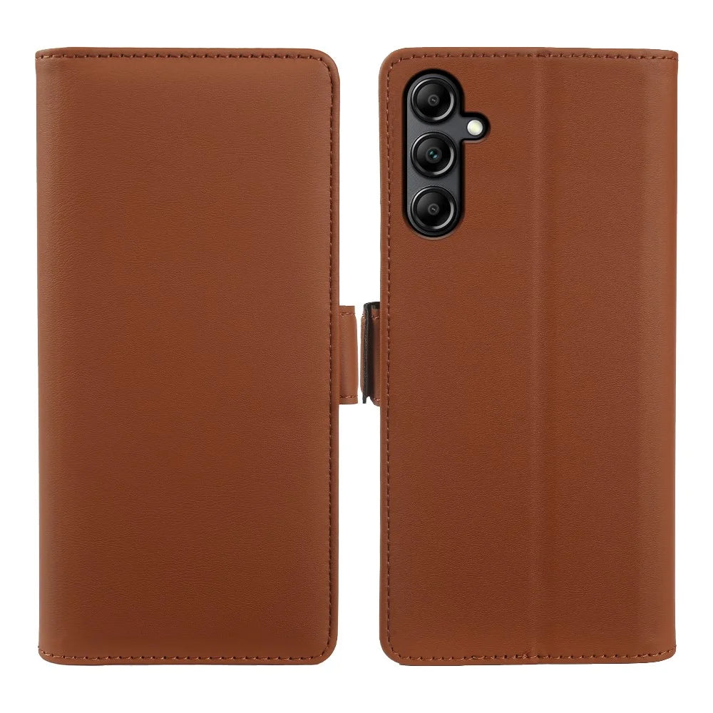 Leather Case For Samsung Galaxy A14 4G  /  5G Wallet Stand TPU + PU Skin-touch Cover - Brown - 1
