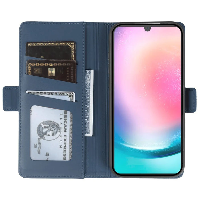 For Samsung Galaxy A24 5G Leather Case Wallet Stand TPU + PU Skin-touch Cover - Blue - 2