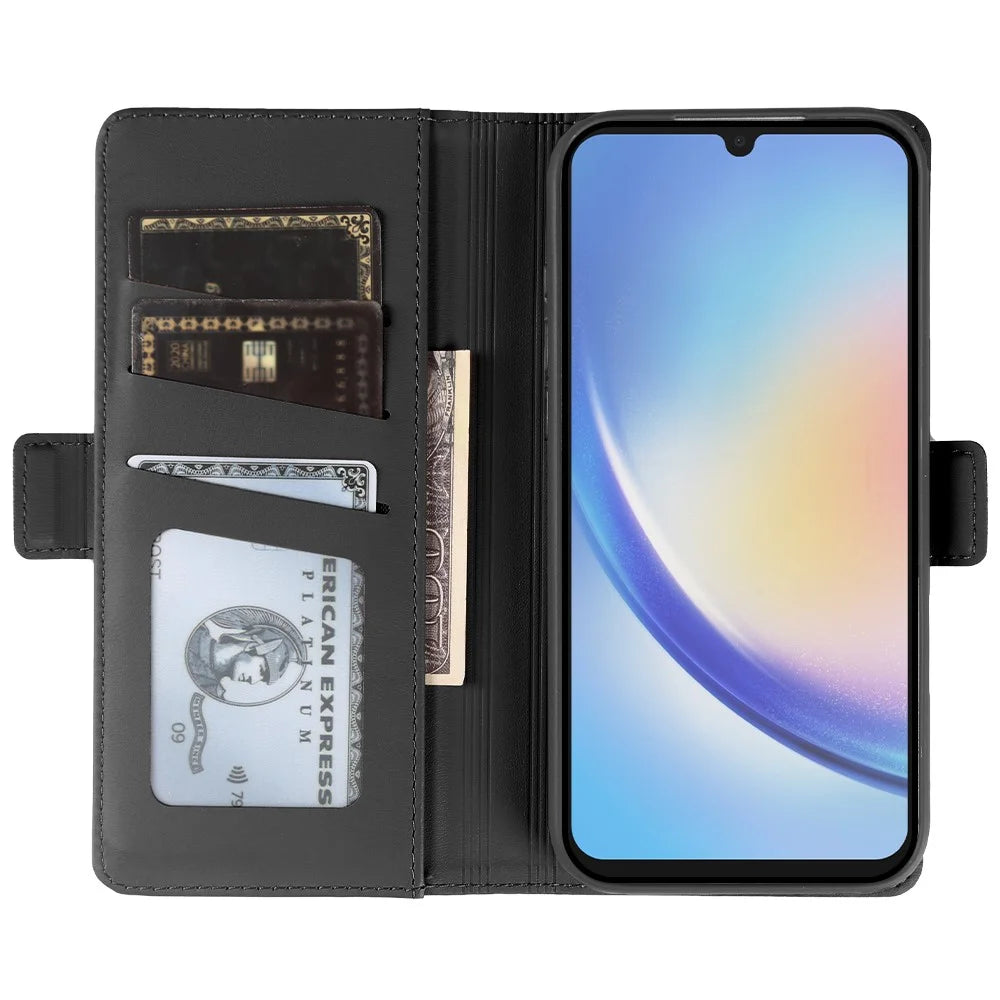For Samsung Galaxy A34 5G Leather Case Wallet Stand TPU + PU Skin-touch Cover - Black - 2