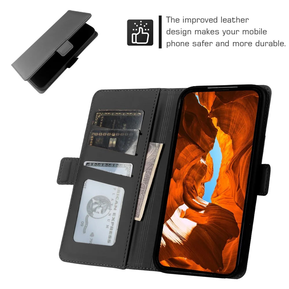 For Samsung Galaxy A34 5G Leather Case Wallet Stand TPU + PU Skin-touch Cover - Black - 4