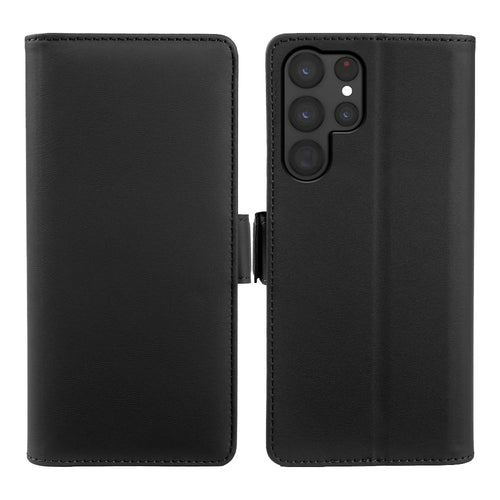 For Samsung Galaxy S22 Ultra 5G Leather Case Wallet Stand TPU + PU Skin-touch Cover - Black - 1