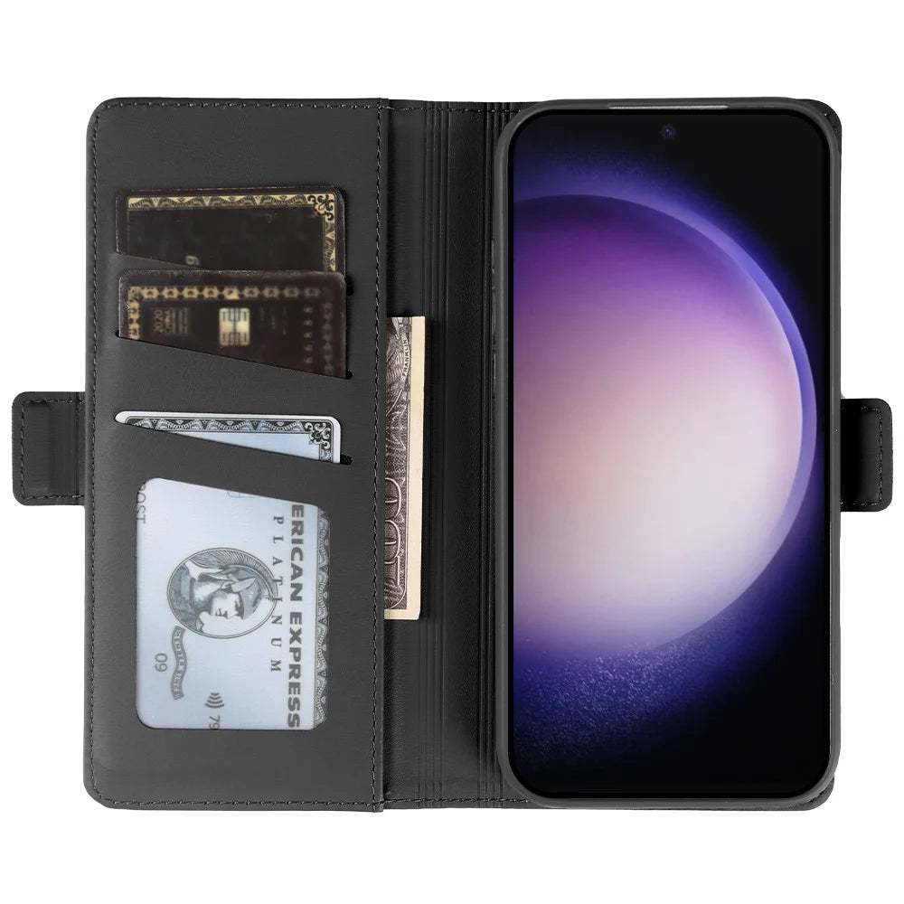 For Samsung Galaxy S23 Ultra Leather Case Wallet Stand TPU + PU Skin-touch Cover - Black - 2