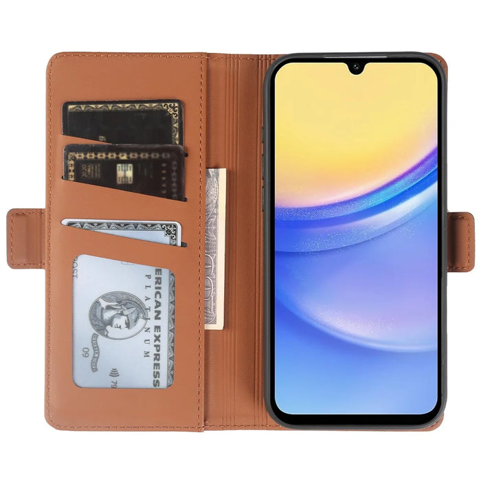 For Samsung Galaxy A15 4G Leather Case Wallet Stand TPU + PU Skin-touch Cover - Brown - 2