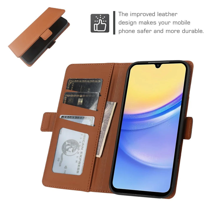 For Samsung Galaxy A15 4G Leather Case Wallet Stand TPU + PU Skin-touch Cover - Brown - 3