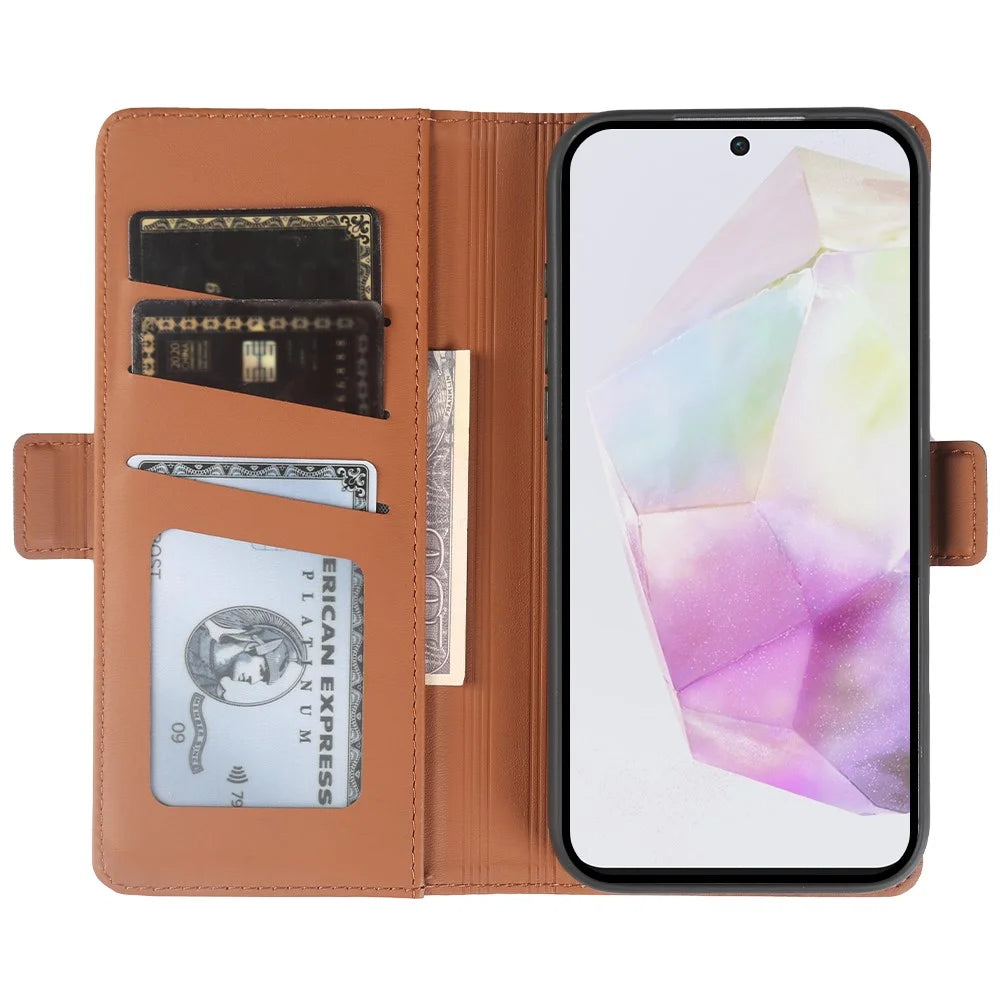 For Samsung Galaxy A25 5G (Global) (161mm) Leather Case Wallet Stand TPU + PU Skin-touch Cover - Brown - 2