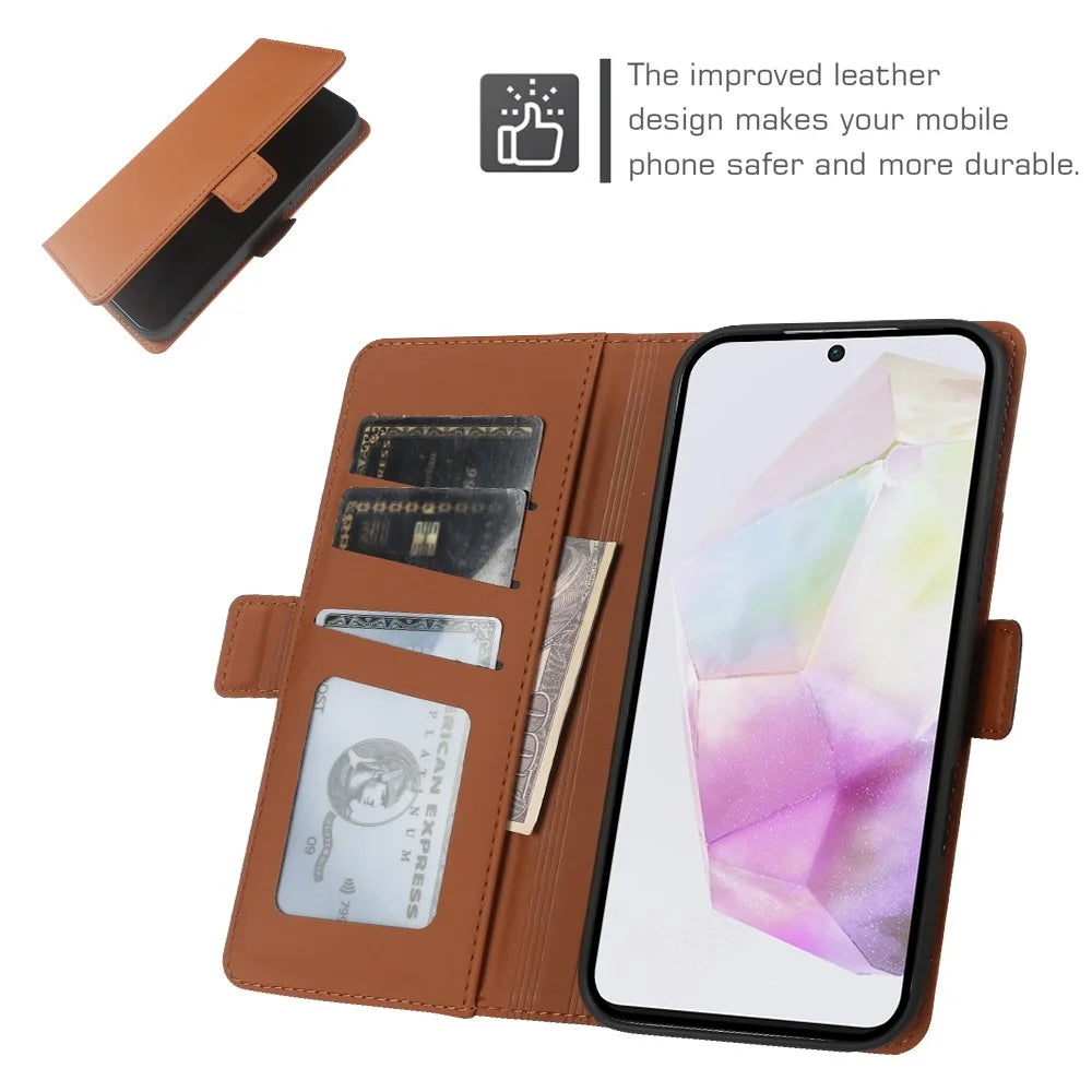 For Samsung Galaxy A25 5G (Global) (161mm) Leather Case Wallet Stand TPU + PU Skin-touch Cover - Brown - 3