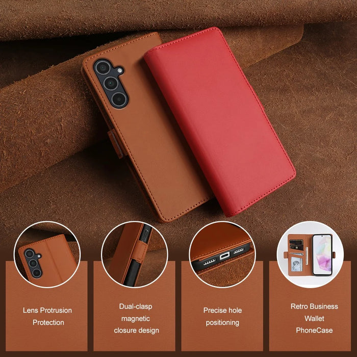 For Samsung Galaxy A35 5G Leather Case Wallet Stand TPU + PU Skin-touch Cover - Blue - 4