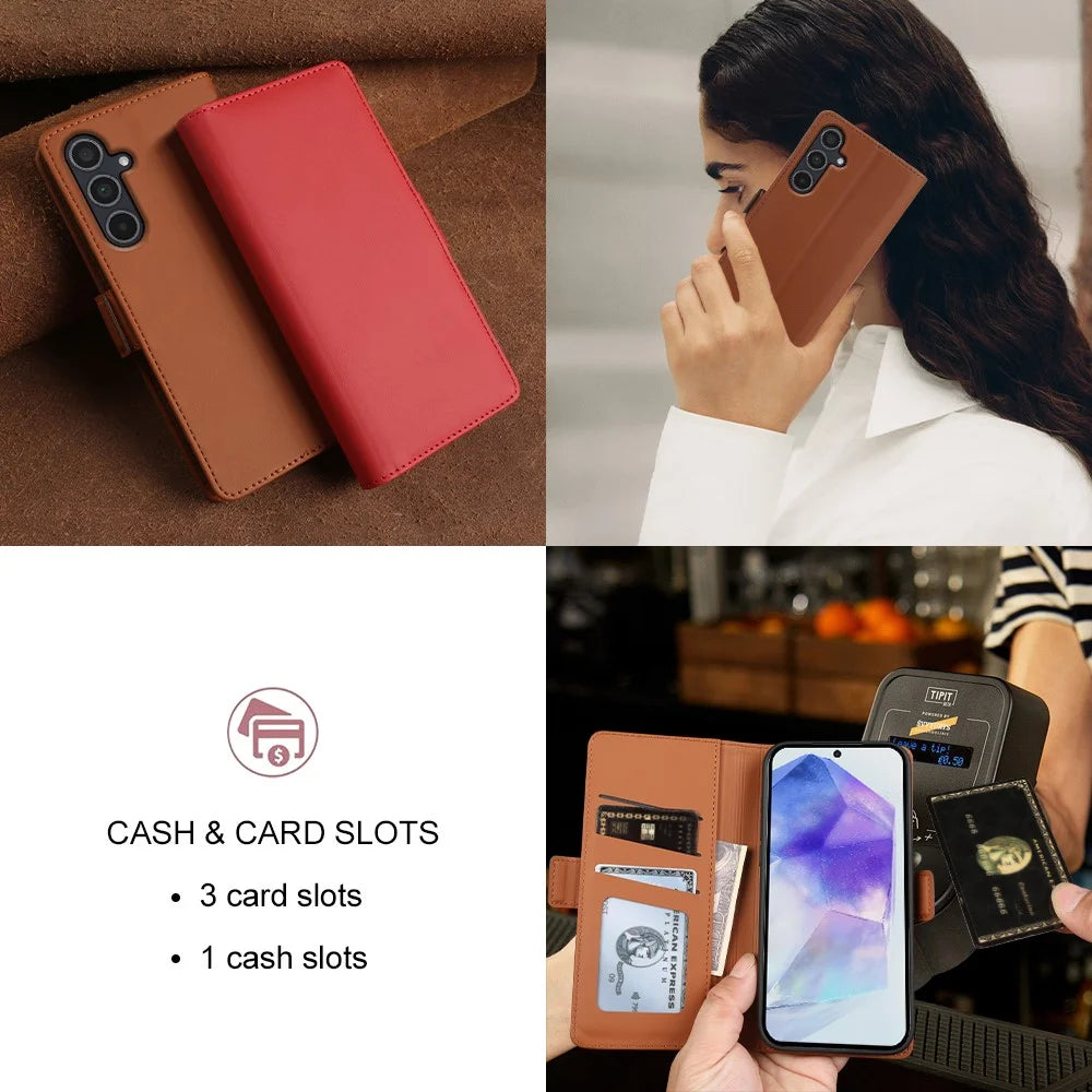 For Samsung Galaxy A55 5G Leather Case Wallet Stand TPU + PU Skin-touch Cover - Blue - 7
