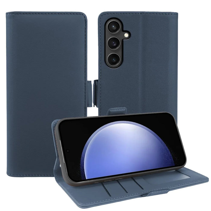 For Samsung Galaxy S23 FE Leather Case Wallet Stand TPU + PU Skin-touch Cover - Blue - 1