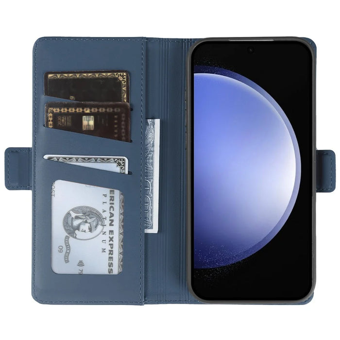 For Samsung Galaxy S23 FE Leather Case Wallet Stand TPU + PU Skin-touch Cover - Blue - 2