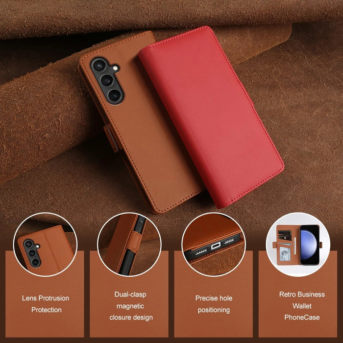 For Samsung Galaxy S23 FE Leather Case Wallet Stand TPU + PU Skin-touch Cover - Blue - 4