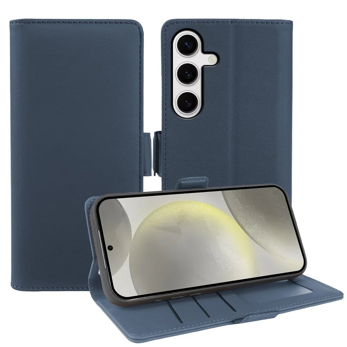 For Samsung Galaxy S24+ Leather Case Wallet Stand TPU + PU Skin-touch Cover - Blue - 1