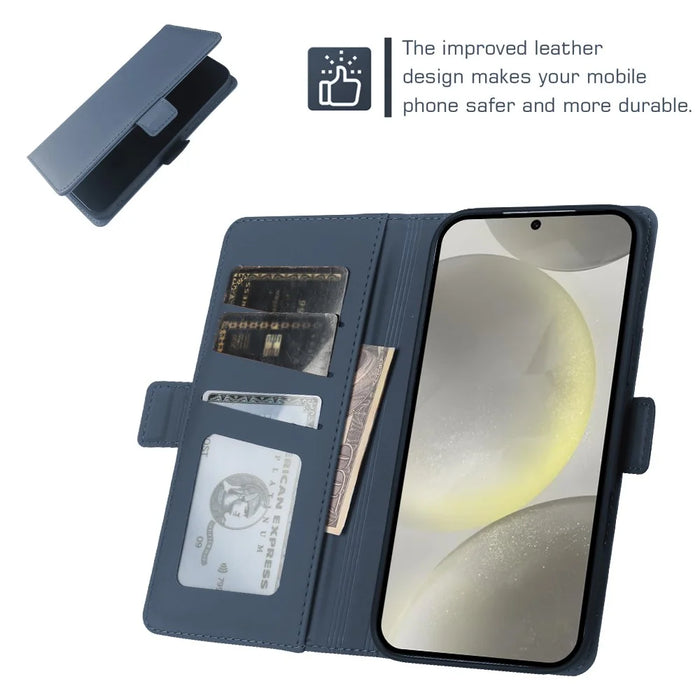 For Samsung Galaxy S24+ Leather Case Wallet Stand TPU + PU Skin-touch Cover - Blue - 3