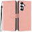 For Samsung Galaxy A36 5G Wallet Case Litchi Texture Leather Flip Cover with Card Slots and Hand Strap - Pink - 1