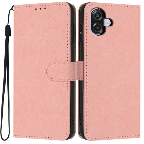 Wallet Case For Samsung Galaxy A08 5G / A08 4G / A07 5G / A07 4G Litchi Texture Leather Flip Cover with Card Slots and Hand Strap - Pink - 1