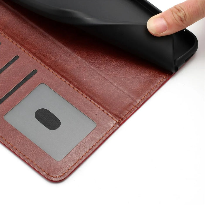 For iPhone 16 Wallet Case Litchi Texture Leather Flip Cover with Card Slots and Hand Strap - Red - 7