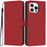 For iPhone 16 Pro Wallet Case Litchi Texture Leather Flip Cover with Card Slots and Hand Strap - Red - 1