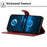 For iPhone 16 Pro Wallet Case Litchi Texture Leather Flip Cover with Card Slots and Hand Strap - Red - 3