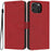 For iPhone 16 Pro Max Wallet Case Litchi Texture Leather Flip Cover with Card Slots and Hand Strap - Red - 1