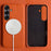 For Samsung Galaxy A18 5G / A18 4G / A17 5G / A17 4G Magnetic Case Litchi Texture Genuine Cow Leather + PC Phone Cover - Orange - 2