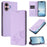 For iPhone 16 Wallet Case RFID Blocking Butterfly Imprinted Magnetic Flip Leather Cover - Light Purple - 2