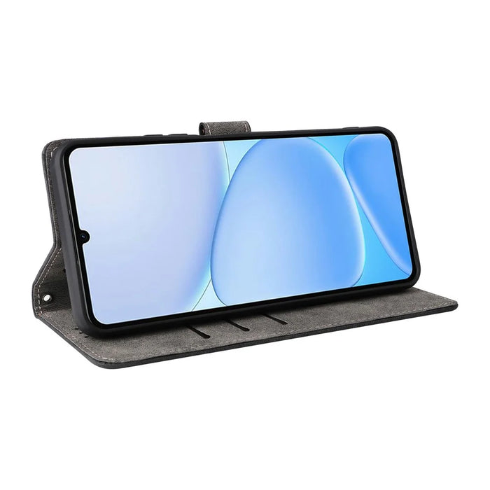 For Realme Note 80 4G Case Wallet RFID Blocking PU Leather Phone Cover Stand with Strap - Black - 4