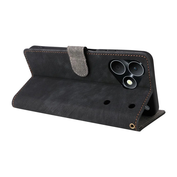 For Realme Note 80 4G Case Wallet RFID Blocking PU Leather Phone Cover Stand with Strap - Black - 5