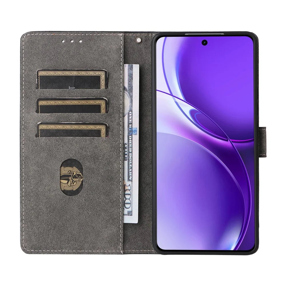 For Realme P4 Power 5G Case Wallet RFID Blocking PU Leather Phone Cover Stand with Strap - Black - 2