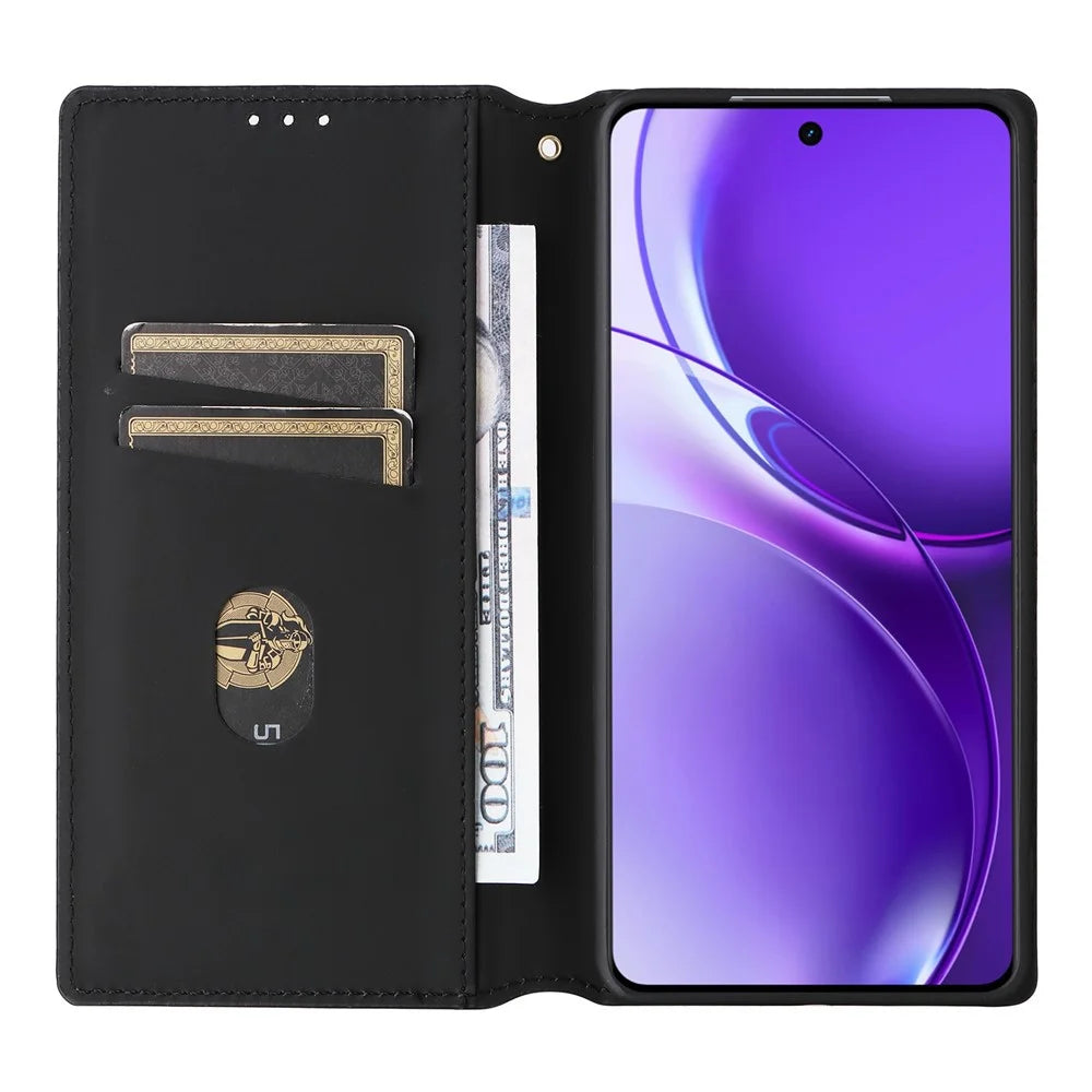 For Realme P4 Power 5G Case Wallet Rhombus Imprinted PU Leather Phone Cover - Silver - 2