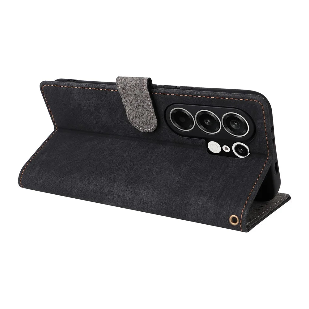 For TECNO Camon 50 Pro 4G / Camon 50 Pro 5G / Camon 50 Ultra 5G Case Wallet RFID Blocking PU Leather Phone Cover Stand with Strap - Black - 6