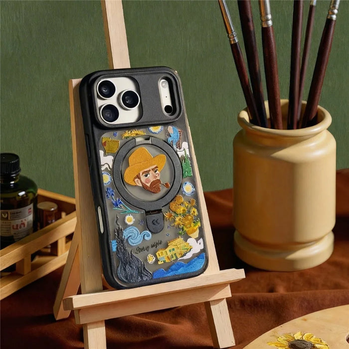 CASEKOO for iPhone 18 Pro Max / 17 Pro Max Magnetic Case Constellation Pattern Ring Kickstand Shockproof PC + TPU Phone Cover - Artist - 3