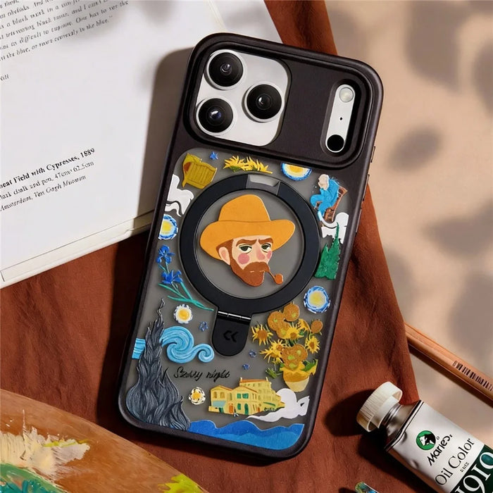 CASEKOO for iPhone 18 Pro Max / 17 Pro Max Magnetic Case Constellation Pattern Ring Kickstand Shockproof PC + TPU Phone Cover - Artist - 4