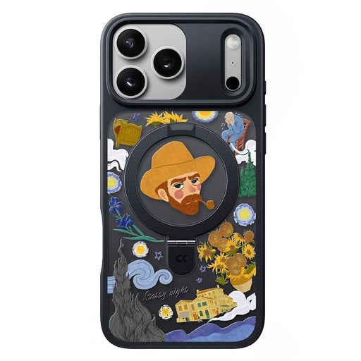 CASEKOO for iPhone 18 Pro / 17 Pro Magnetic Case Constellation Pattern Ring Kickstand Shockproof PC + TPU Phone Cover - Artist - 1