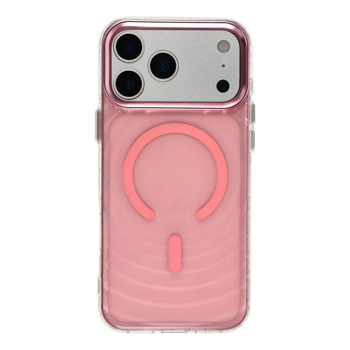 For iPhone 18 Pro Max / 17 Pro Max Magnetic Case Ripple Pattern Clear Acrylic PC Protective Cover Compatible with MagSafe - Pink - 2