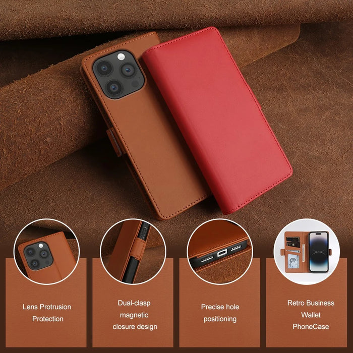 For iPhone 14 Pro Max Leather Case Wallet Stand TPU + PU Skin-touch Cover - Brown - 4