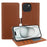 For iPhone 15 Leather Case Wallet Stand TPU + PU Skin-touch Cover - Brown - 1